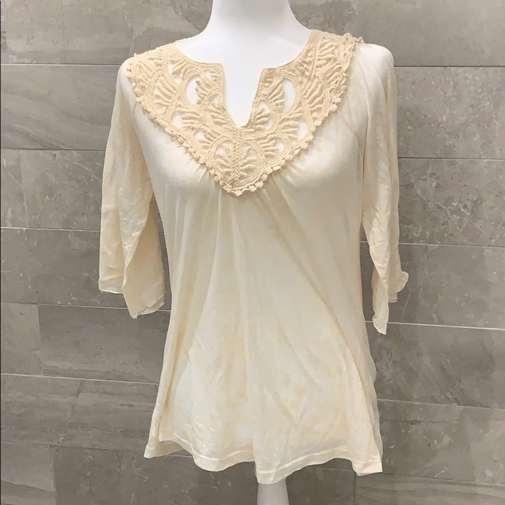 Testament White Cream Lace Top Shirt Medium M